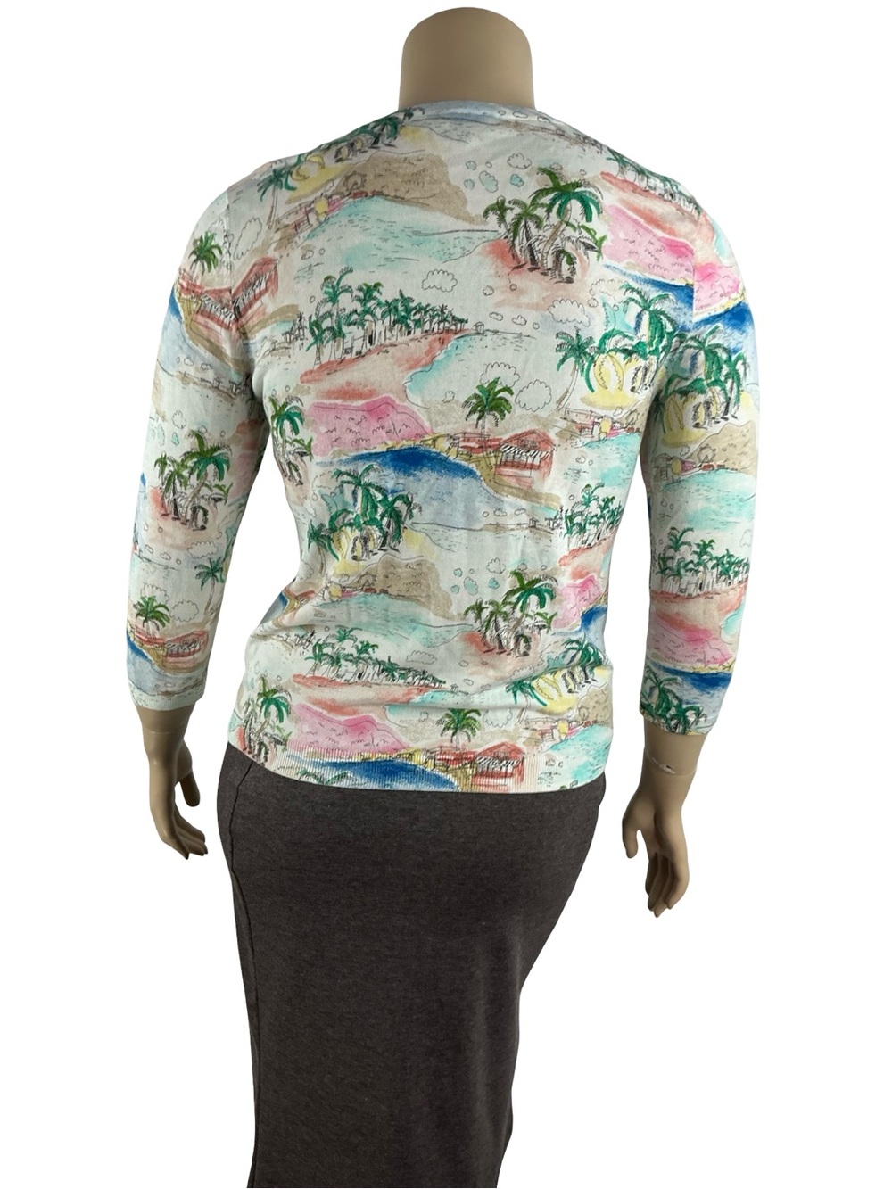 Talbots Tropical Beach Island Cardigan Resort Vacation Size L Cotton Blend - Picture 5 of 7